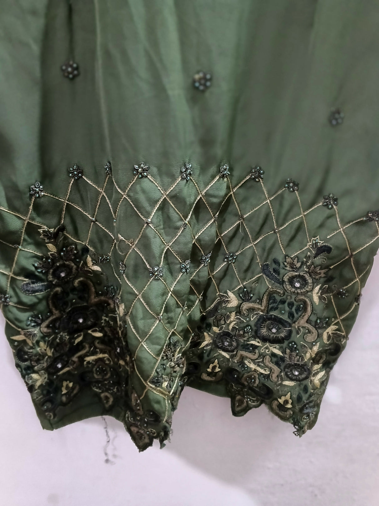 Embroidered Green Dress | Women Locally Made Kurta | Medium | Worn Once