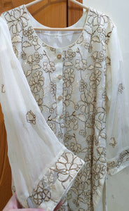 Chiffon White Suit | Women Locally Made Formals | Large | Preloved