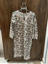 Women White Floral Suit | Women Locally Made Kurta | Small | Preloved