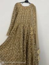 Golden Foan Net Tail Frock | Women Frocks & Maxi | Small | Preloved