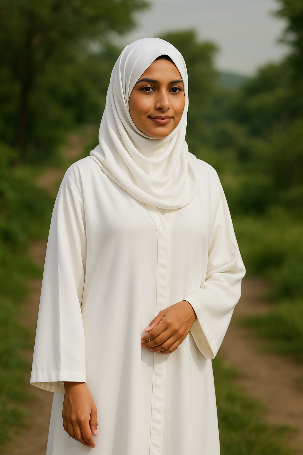 White Front Open Abaya with Stole | Women Accessories | Large | Brand New