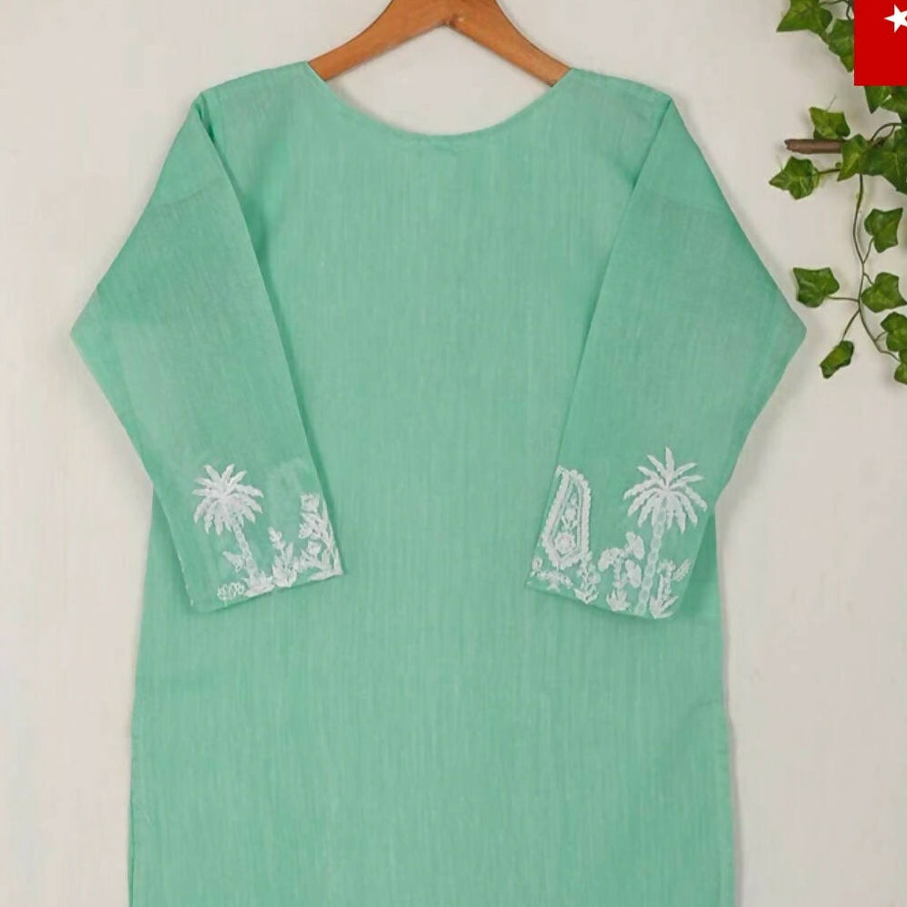 Tehwar | Mint Paper Cotton Embroidered Kurta | Woman Branded Kurta | New