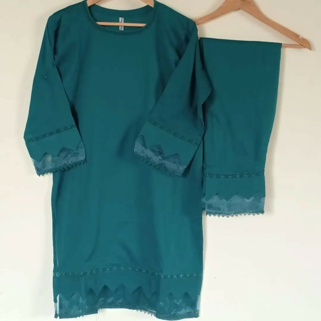 ? New Arrival- 2-Piece Collection! ?Our fresh and vibrant Bluish Cyan set, available in a stitched option! Made from soft Spring Breeza Lawn, this set includes a shirt and trouser for an effortlessly cool, s (4)