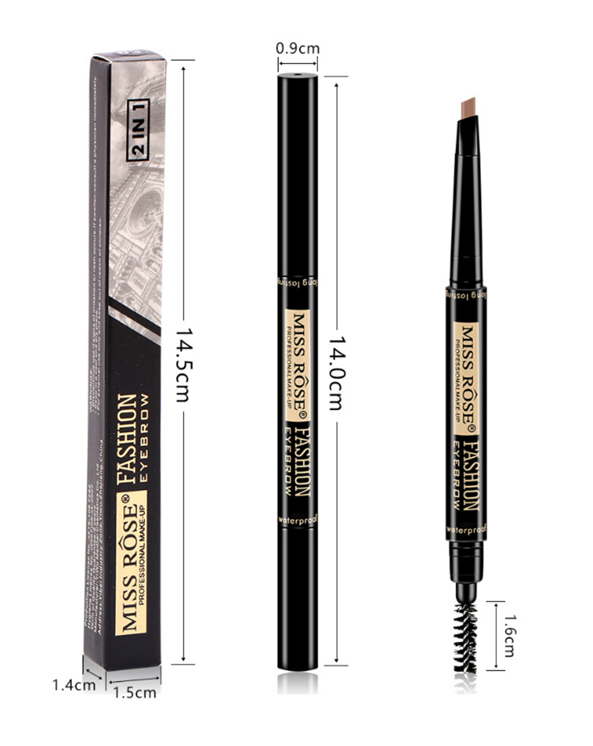 Buy Miss Rose 2 in 1 Double Head Long Lasting Waterproof Eye Brow Pencil & Brush in Pakistan