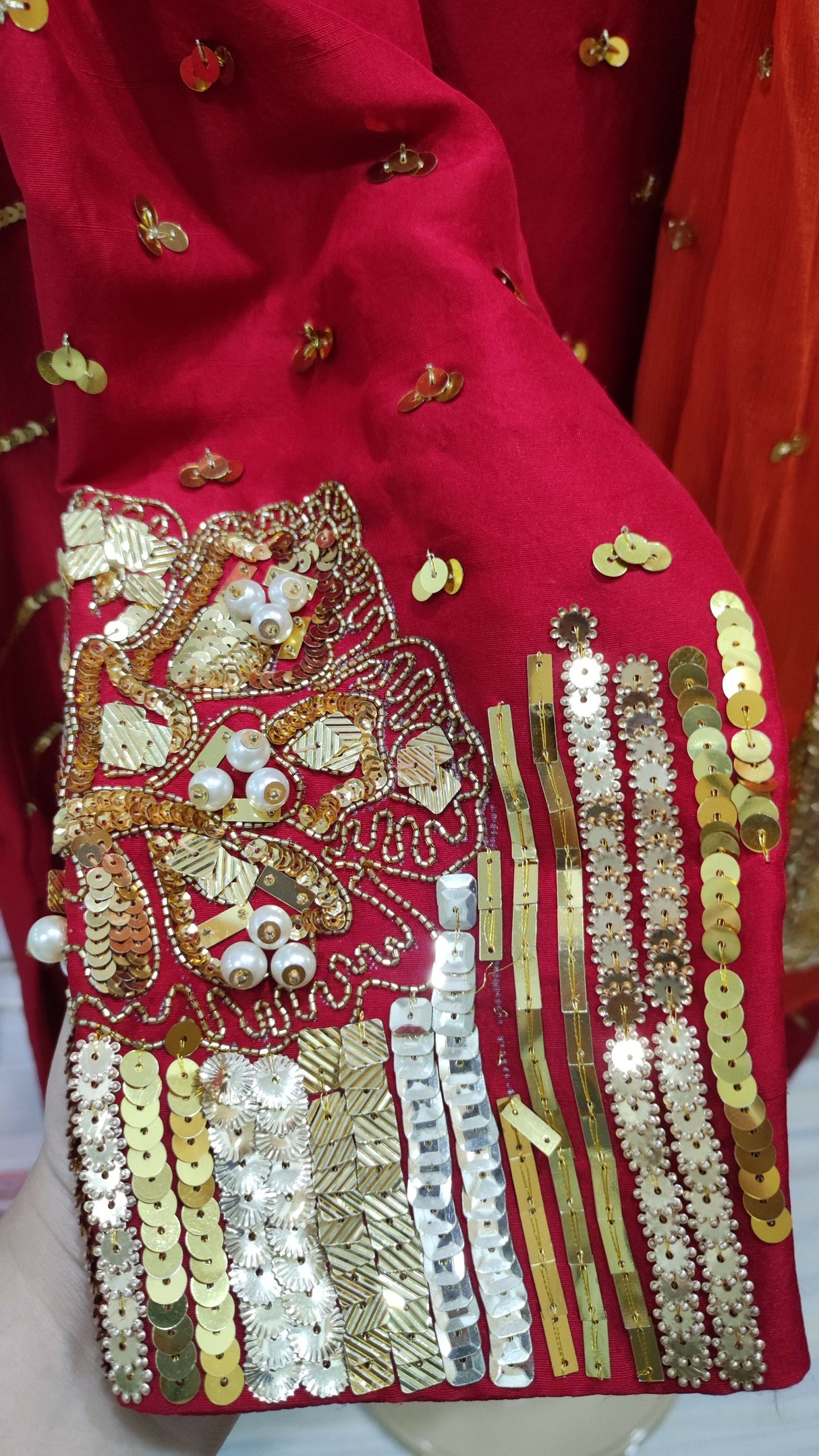 Red fancy 3 PC Suit | Women Locally Made Formals | Medium | Worn Once