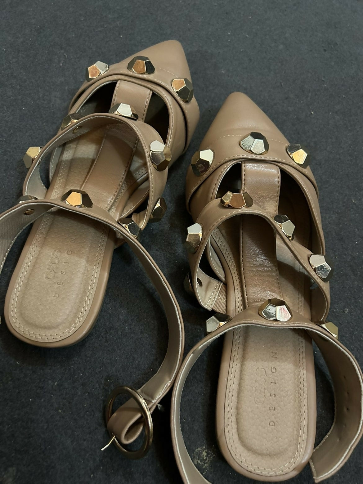 ASOS DESIGN | Wide Fit Lorina Studded Ballet Flats | Women Shoes | Sandals & Flats | Size:38 | Worn Once