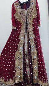 Mohsin Sons | Charming Maroon Bridal Suit | Women Bridals | Small | Worn Once