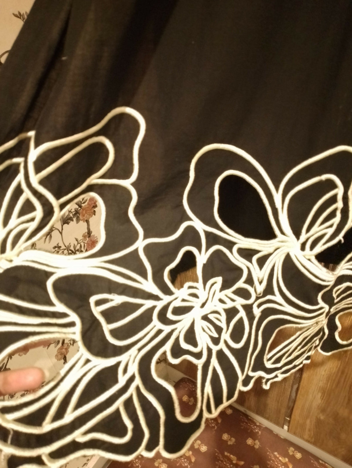 Beautiful Black & White Aplic Work Kurta & Dopatta | Women Locally Made Kurta | Large | New