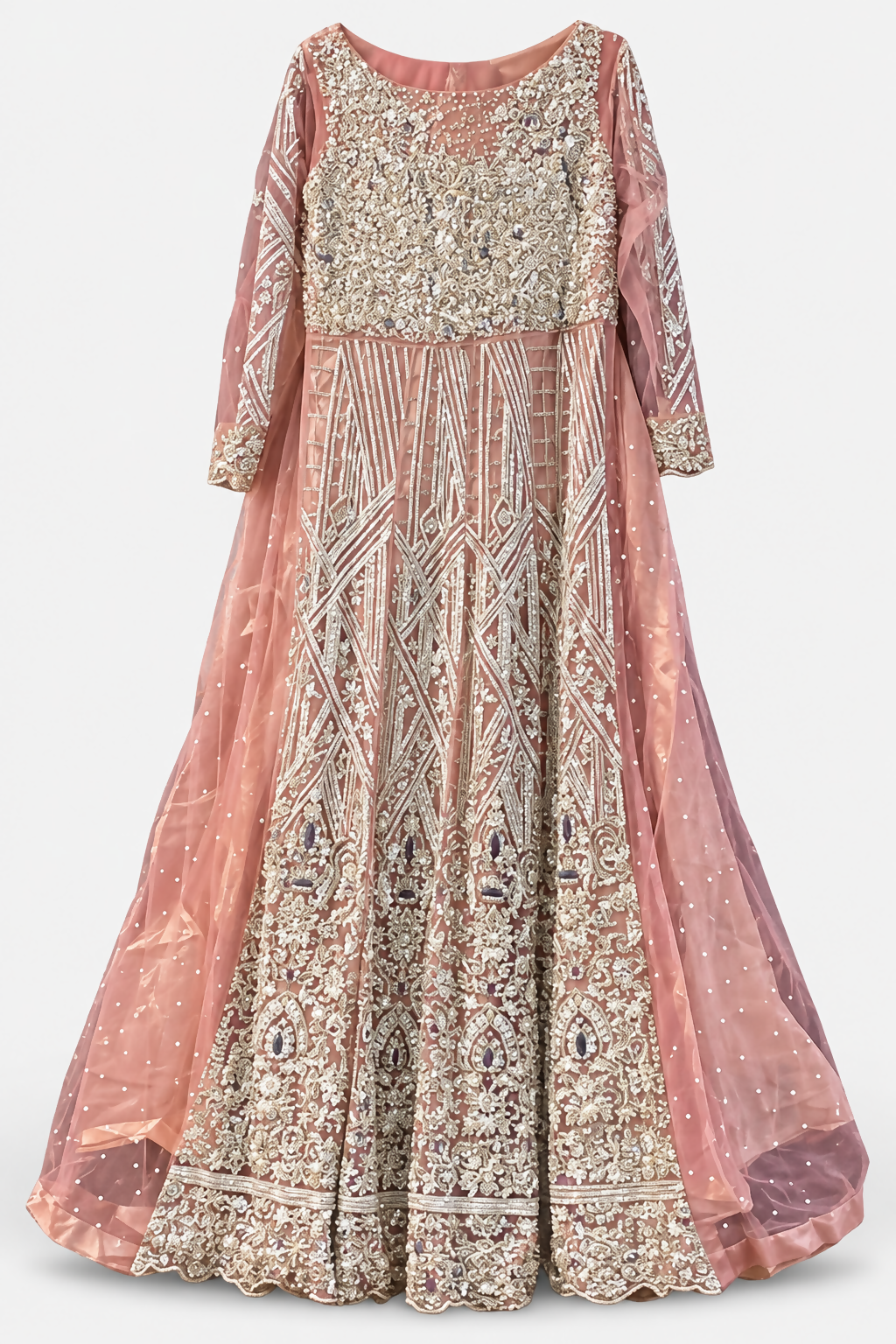 Rose Pink & Silver Bridal Suit | Women Bridals | Large | Worn Once