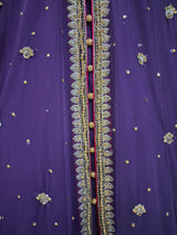Purple & Copper Gold Embroidered Frock | Women Frocks & Maxis | Medium | Preloved