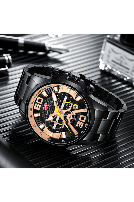 Buy Mini Focus  Black Stainless Steel Black Dial Quartz Watch for Gents- MF0336G-05 in Pakistan