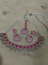 Beautiful Silver with Pink Stones Set | Women Jewelry | Wedding Jewelry & Sets | Medium | Worn Once