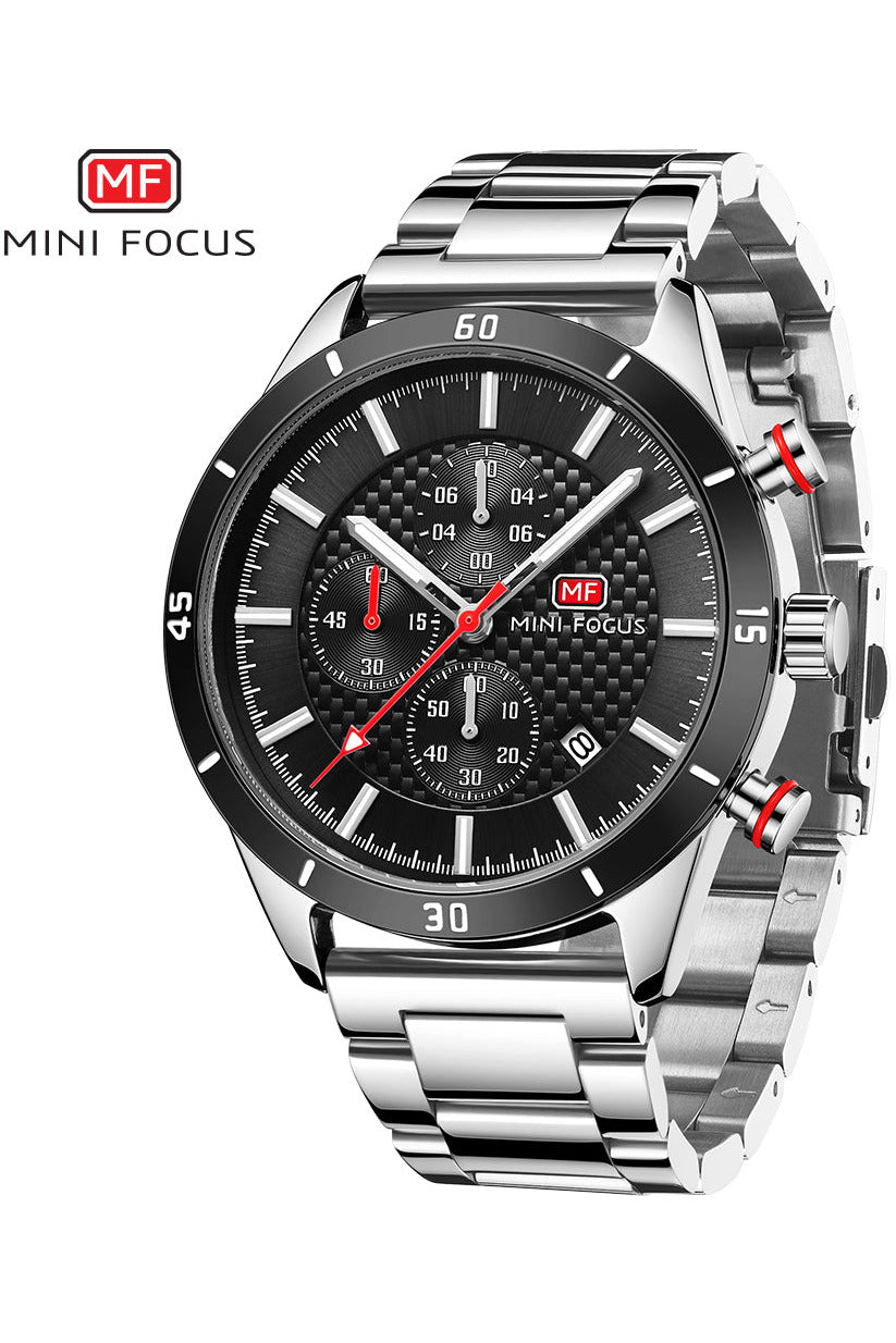 Buy Mini Focus Silver Stainless Steel Black 44 mm Dial Quartz Gents Chronograph Watch- MF0283G-04 in Pakistan