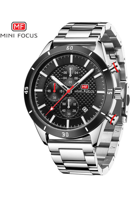 Buy Mini Focus Silver Stainless Steel Black 44 mm Dial Quartz Gents Chronograph Watch- MF0283G-04 in Pakistan