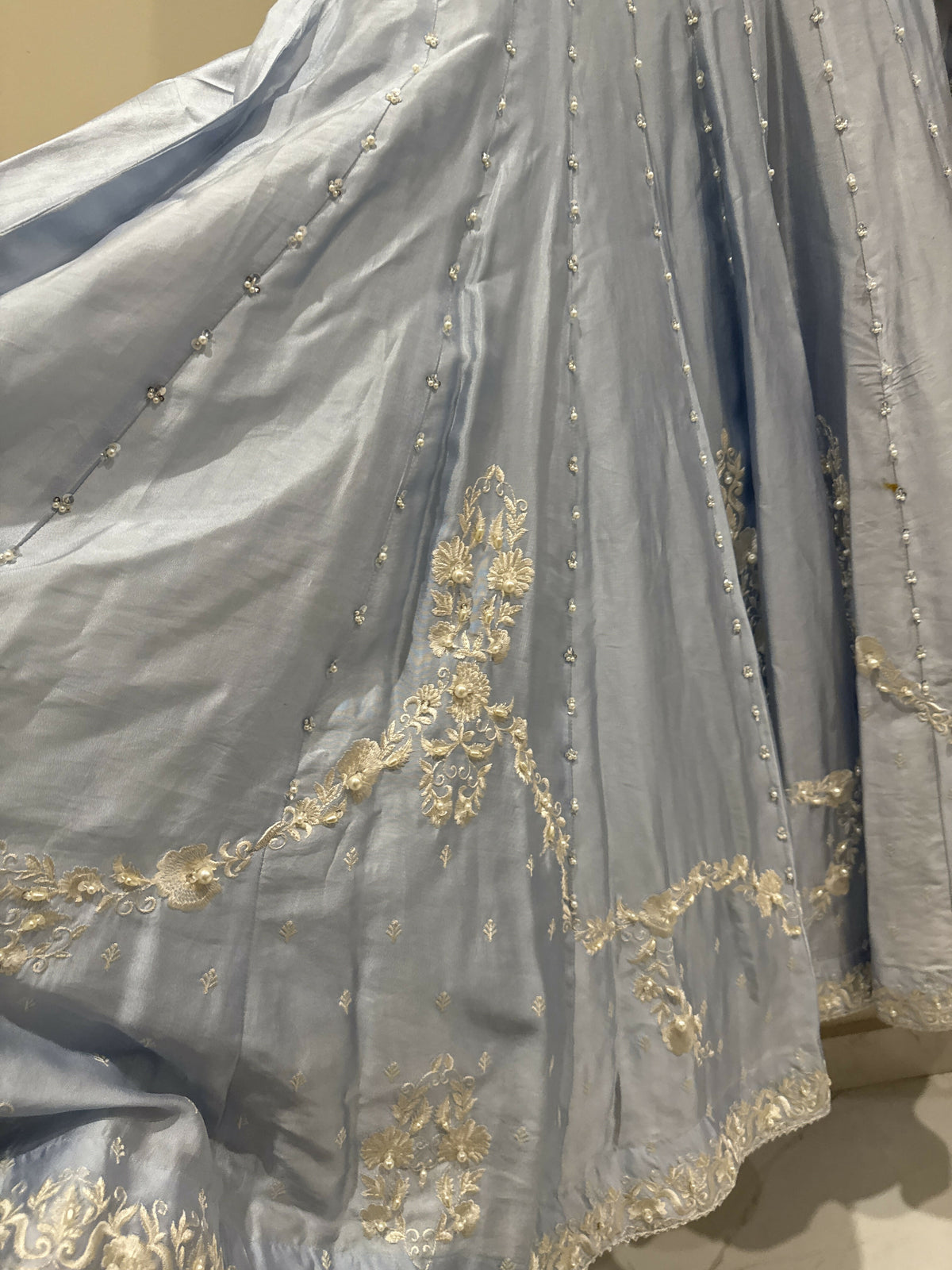 Khoshgel | Peshwas | Women Frocks & Maxis | Medium | Ice Blue | Worn Once