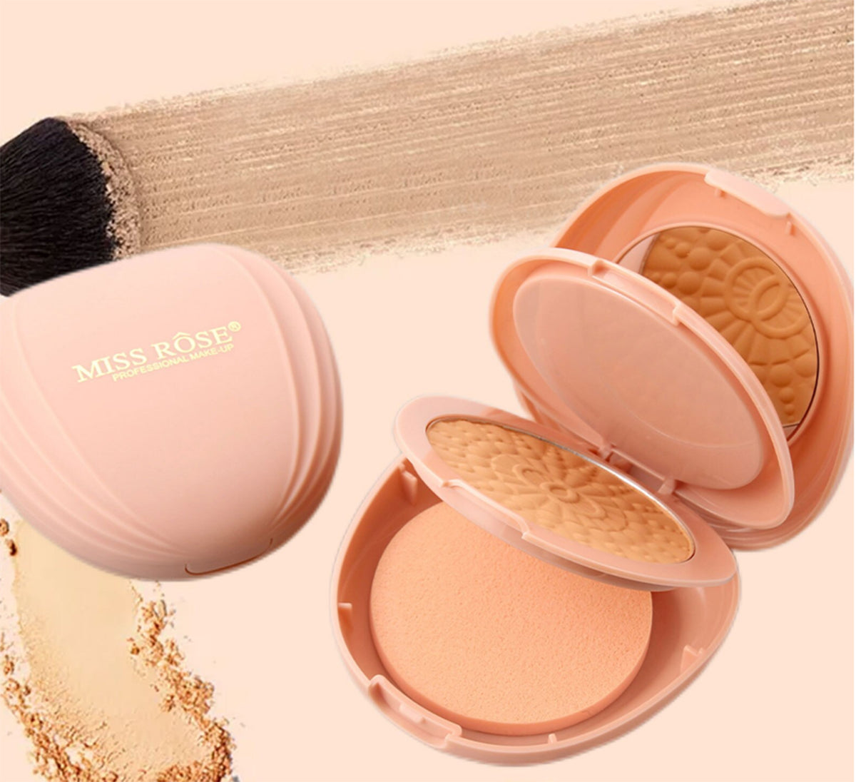 Buy Miss Rose 3 in 1 2 Color Setting Transparent Pressed Compact Powder in Pakistan