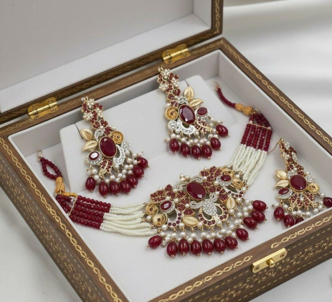 Oval/Flower Pearl Drop Choker Set-00261 | Women Jewelry | Wedding Jewelry & Sets | Brand New