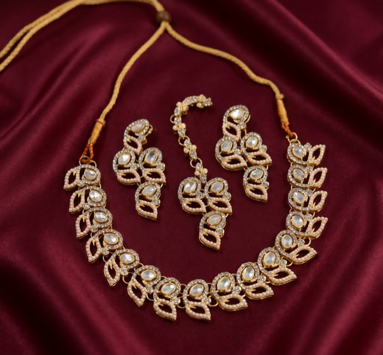 Leaf Round Necklace Set-00043 | Women Jewelry | Wedding Jewelry & Sets | Brand New