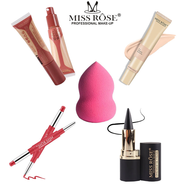 Buy Miss Rose Pack of 5 Amazing Deal Lip Liner Liquid Foundation Concealer Eye Liner Gel Blender in Pakistan