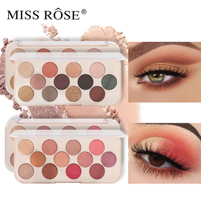 Buy Miss Rose 12 Colors Eyeshadow Palette Matte Shimmer Waterproof Rainbow Color High Pigment in Pakistan