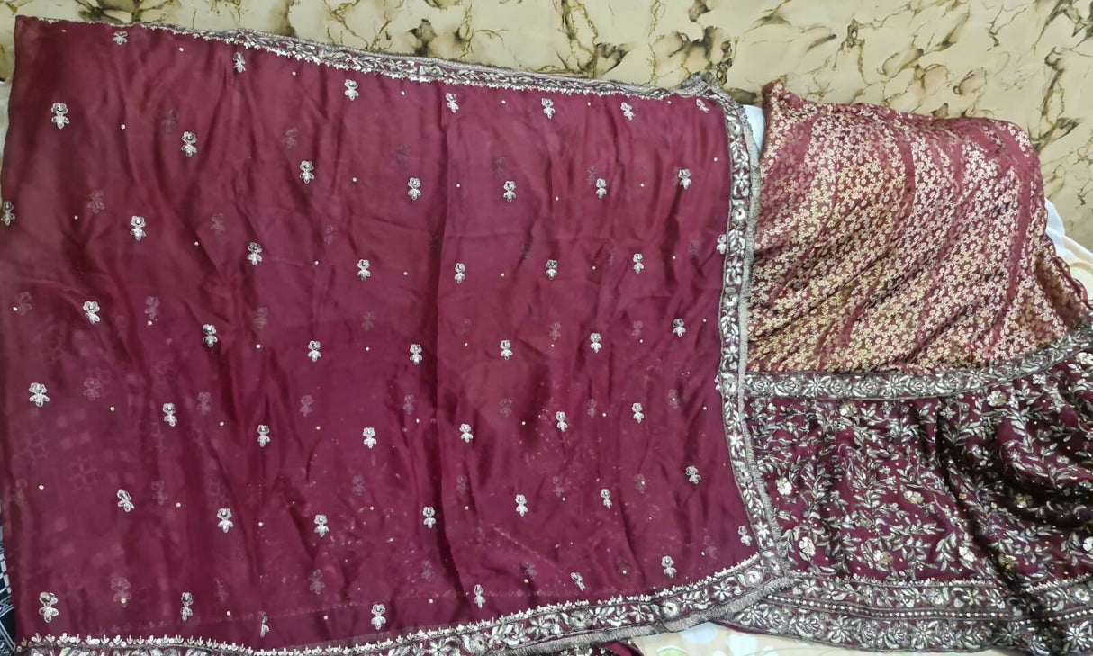 Haseens Officials | Maroon | Bridal Lehnga( Surkhaab) | Women Bridals | Large | Worn Once