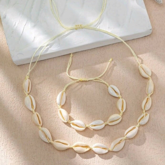 Shein | Shell Decor Necklace & Bracelet | Women Jewelry| Brand New