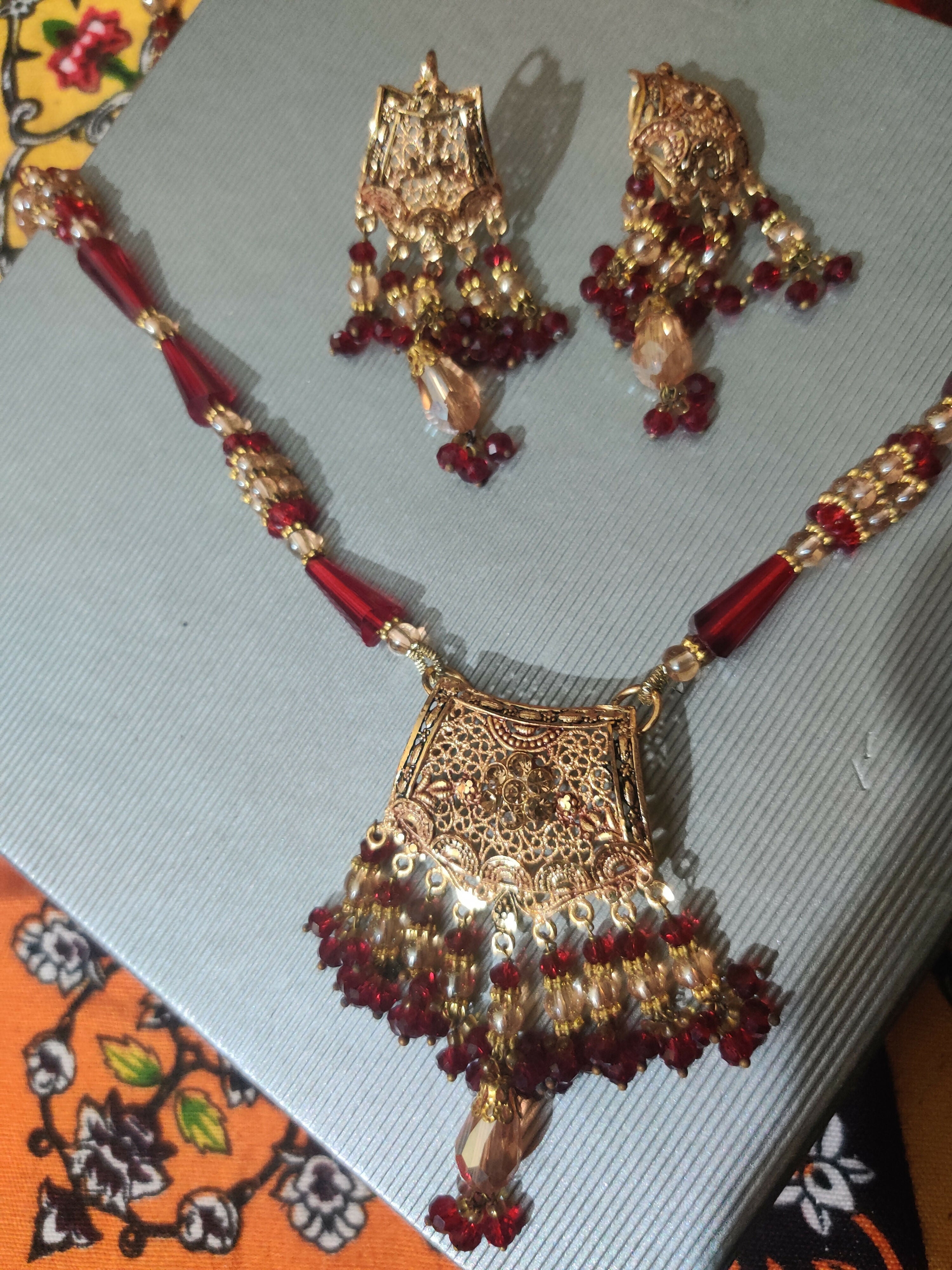 Red & Gold Jewelry Set | Women Jewelry | Worn Once