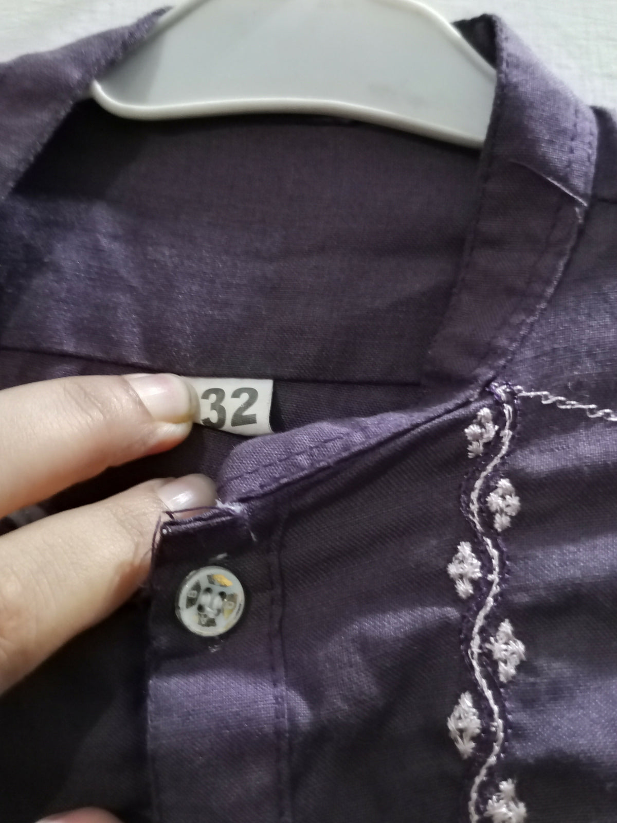 Embroidered Kurta | Kids | Boys | Boys Shalwar Kameez | Purple | Size:32 | Preloved