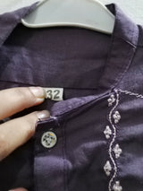 Embroidered Kurta | Kids | Boys | Boys Shalwar Kameez | Purple | Size:32 | Preloved
