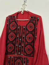 Sindhi Embroidered Shirt | Women Locally Made Kurta | Red | Small | Preloved
