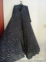 Black Printed Front Open Abaya | Women Accessories | Large | Brand New