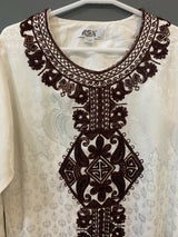Embroidered Silk White Kurta | Women Locally Made Kurta | Medium | Worn Once