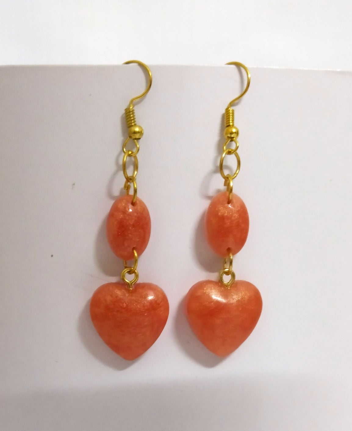 Gold Orange Heart Earrings | Women Jewelry | Small | New