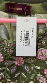 Bin Saeed | Women Branded Kurta | Green Kurta | Medium | Brand New