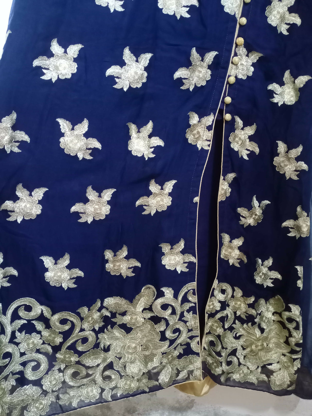 Dark Blue Side Cut Open Frock | Women Locally Made Formals | Large | Worn once