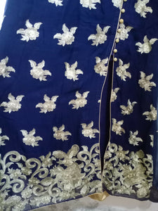 Dark Blue Side Cut Open Frok | Women Locally Made Formals | Large | Worn once