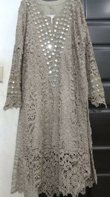 Crochet Net Suit | Women Locally Made Kurta | Grey | Large | Worn Once