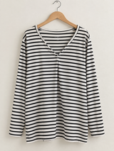 Striped Tee | Women Tops & Shirts | XLarge | Black & White | Preloved