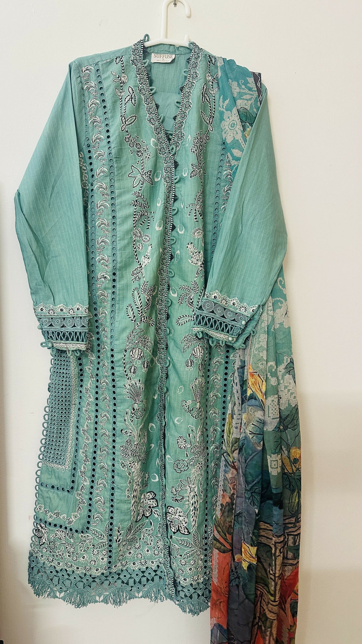 Sana Yasir | Women Branded Kurta | Medium | Teal Green | Preloved