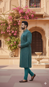 Indian Kumkhawab Sherwani | Men Shalwar Kameez | XLarge | Preloved