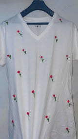 Embroidered T-Shirt | Women Tops & Shirts | White | Medium | New