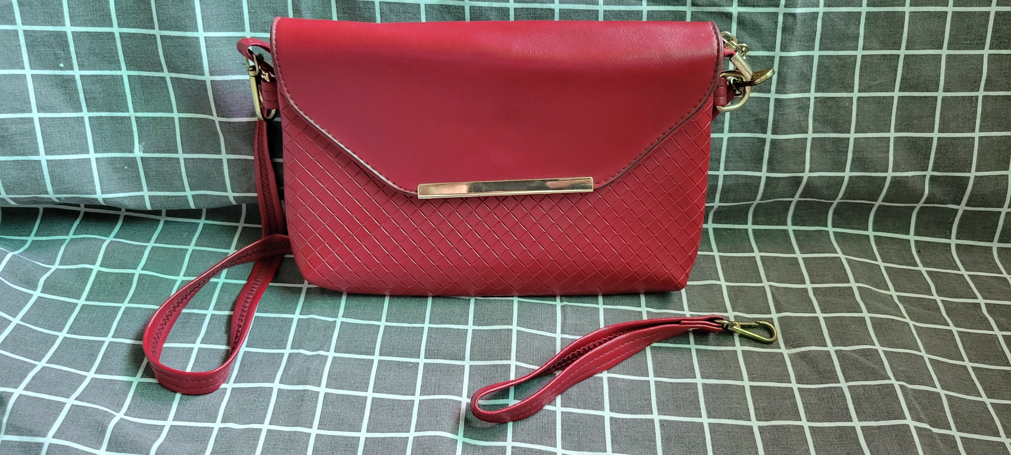 Red Leather Knit Design Crossbody Bag | Women Bags | New