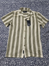 Molokai Green Striped Crochet Button Down Shirt