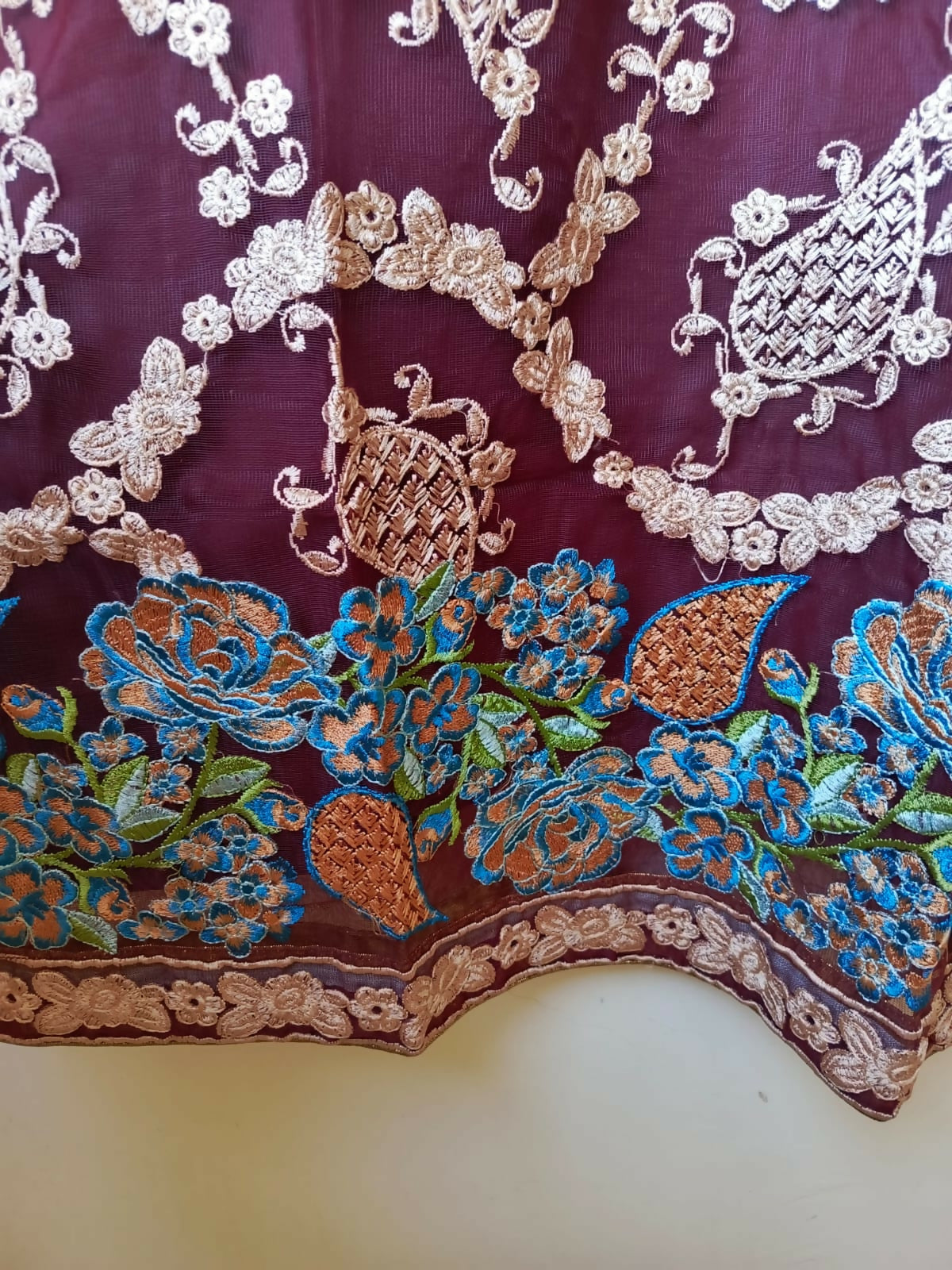 Net Heavy Embroided Formal Suit | Women Locally Made Formals | Medium | Preloved