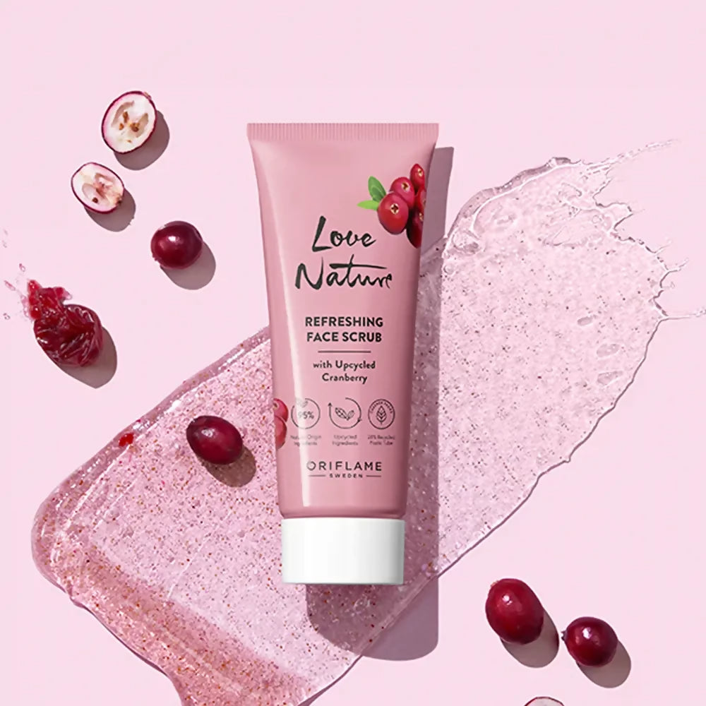 Oriflame | Love Nature Refreshing Face Scrub with Upcycled Cranberry | Women Beauty Skincare | 30 ml | Brand New