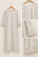 White Embroidered Shirt | Women Locally Made Kurta | XLarge | Preloved