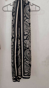 Black Printed Silk Scarf | Women Accessories | Hijabs & Scarves | Black | Worn Once