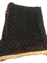 Red Black Chiffon Saree | Women Sarees | Women Locally Made Formals | Medium | Worn Once