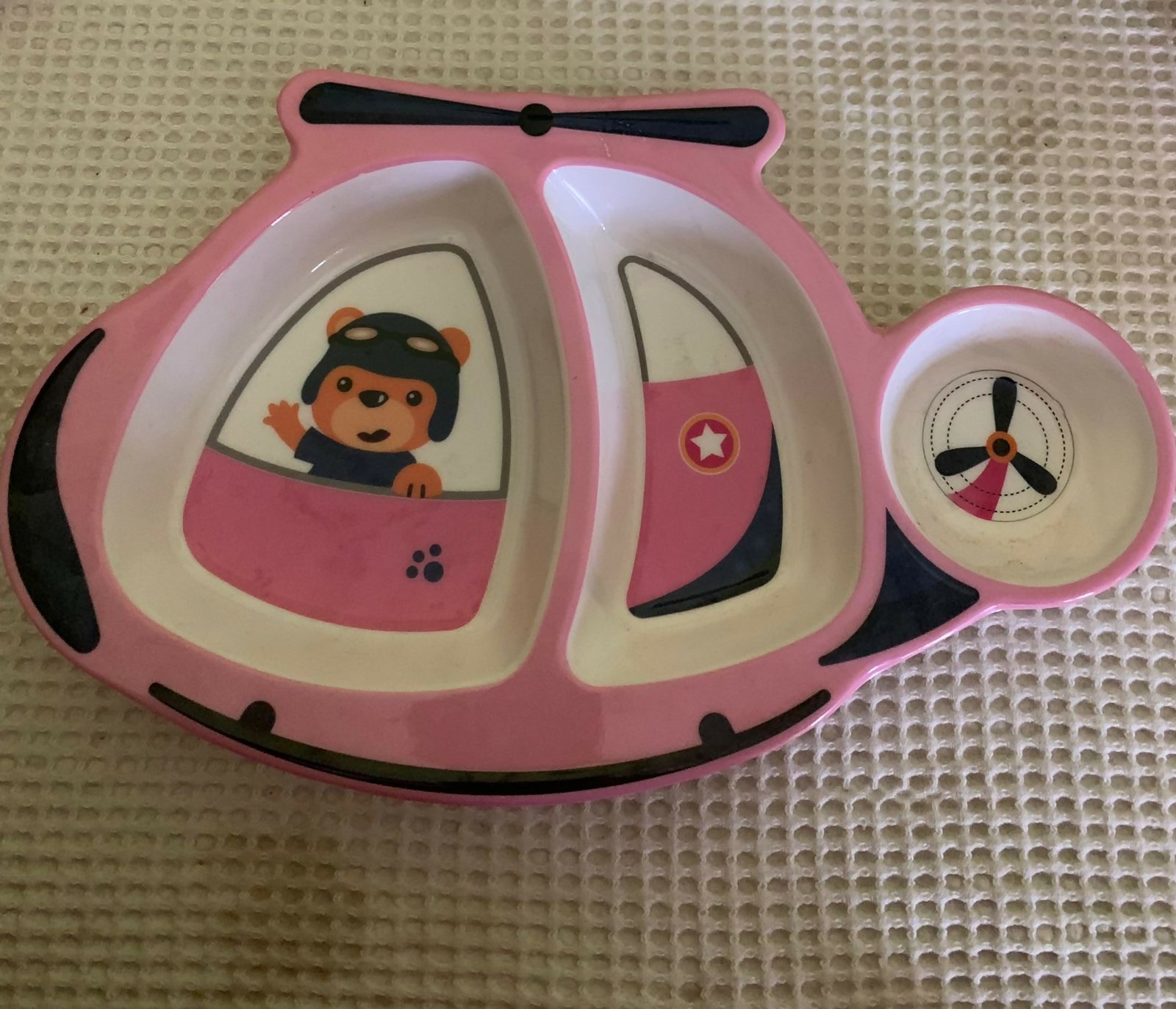 Helicopter Shaped Plastic Kids Plate | Home & Decor | Brand New