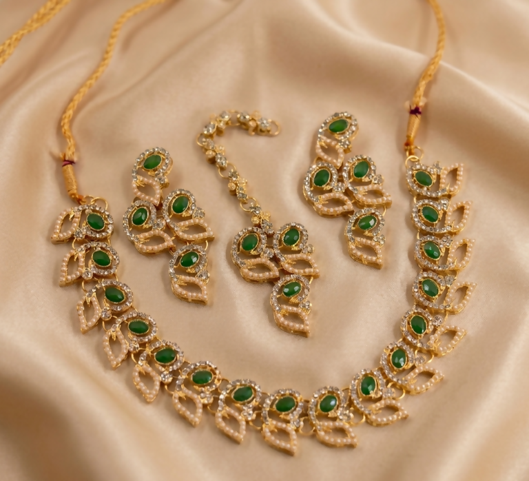 Leaf Round Necklace Set-00043 | Women Jewelry | Wedding Jewelry & Sets | Brand New